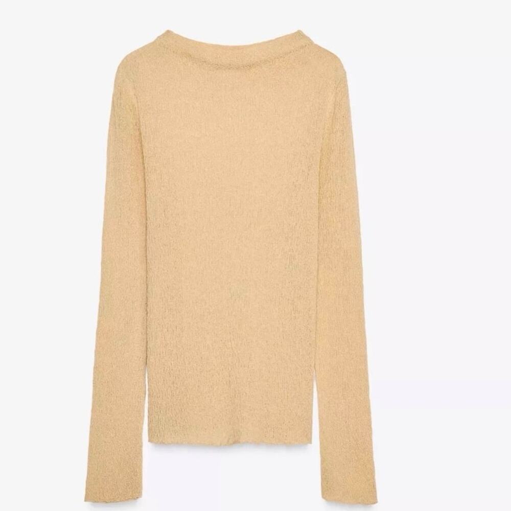 Zara 1822/002/711 Devore Textured Long Sleeve Blouse  NWT L